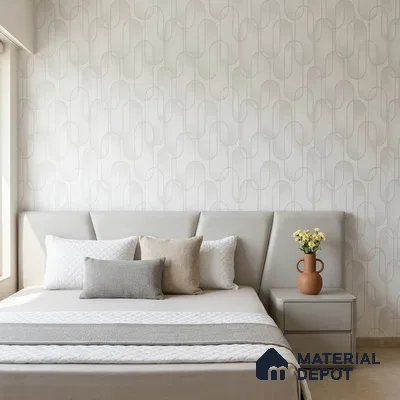 M9-6 | Off-White Ribbon Loop Patterned Wallpaper - 10 Meter x 21 Inches, 57.37 Sq. Ft. (Min. 15% Wastage)