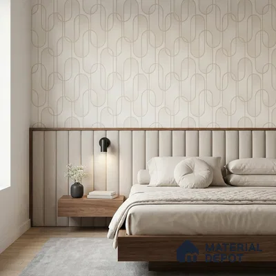 M9-1 | Cream & Gold Ribbon Loop Patterned Wallpaper - 10 Meter x 21 Inches, 57.37 Sq. Ft. (Min. 15% Wastage)