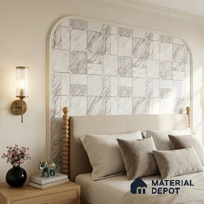 M21-3 | White Brown Vein Tile Grid Patterned Wallpaper - 10 Meter x 21 Inches, 57.37 Sq. Ft. (Min. 15% Wastage)