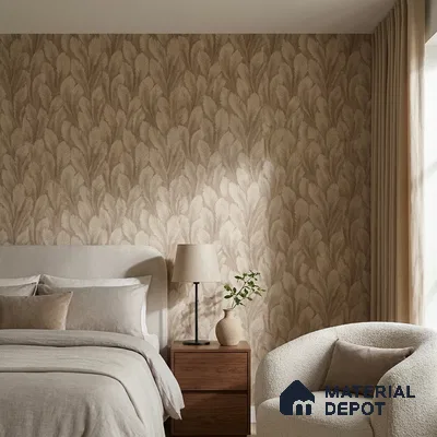 M18-5 | Brown Feather Plume Floral Wallpaper - 10 Meter x 21 Inches, 57.37 Sq. Ft. (Min. 15% Wastage)