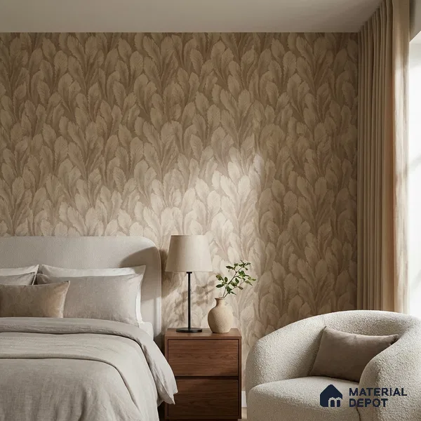 M18-5 | Brown Feather Plume Floral Wallpaper - 10 Meter x 21 Inches, 57.37 Sq. Ft. (Min. 15% Wastage)