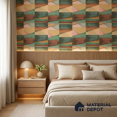 SO27035 | Multicolour Warm Watercolor Block Abstract Look Wallpaper 10 Meter x 21 Inches - 57.41 Sq. Ft.