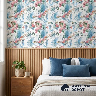 04-555-04 | Blue Watercolor Hydrangea Floral Wallpaper - 10 Meter x 21 Inches, 57.41 Sq. Ft.