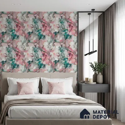 13-555-13 | Pink & Teal Geode Marble Look Wallpaper 10 Meter x 21 Inches - 57.41 Sq. Ft.