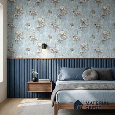 27-555-27 | Blue Hydrangea Lattice Floral Wallpaper - 10 Meter x 21 Inches, 57.41 Sq. Ft.