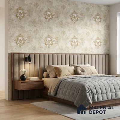 38-555-38 | 10 Meter x 21 Inches Damask Look Wallpaper - 57.41 Sq. Ft.