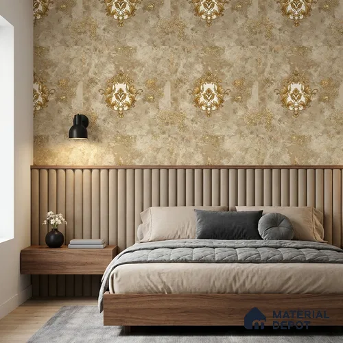 40-555-40 | 10 Meter x 21 Inches Damask Look Wallpaper - 57.41 Sq. Ft.