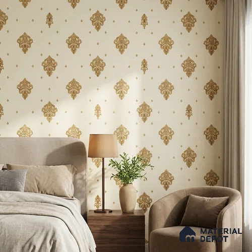 46-555-46 | 10 Meter x 21 Inches Damask Look Wallpaper - 57.41 Sq. Ft.