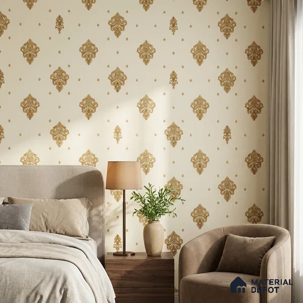 46-555-46 | 10 Meter x 21 Inches Damask Look Wallpaper - 57.41 Sq. Ft.