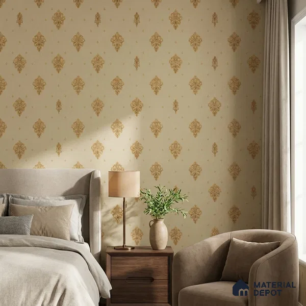 47-555-47 | 10 Meter x 21 Inches Damask Look Wallpaper - 57.41 Sq. Ft.