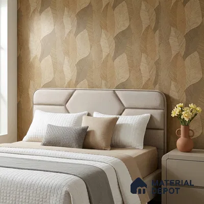 7512-4 | Golden Tan Woven Leaf Floral Wallpaper - 9.5 Meter x 21 Inch, 55 Sq. Ft.