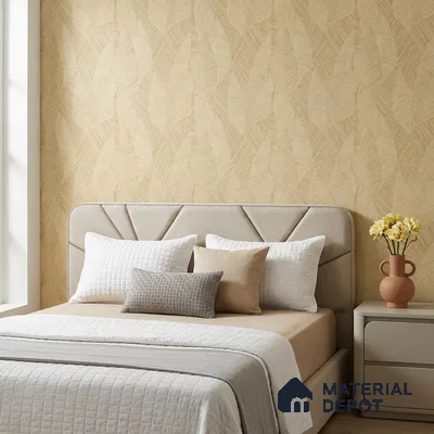 7512-5 | Yellow Woven Leaf Floral Wallpaper - 9.5 Meter x 21 Inch, 55 Sq. Ft.