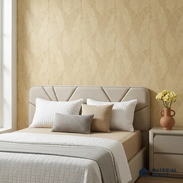 7512-5 | Yellow Woven Leaf Floral Wallpaper - 9.5 Meter x 21 Inch, 55 Sq. Ft.