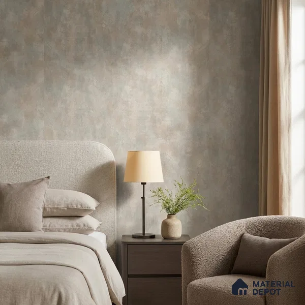 7516-2 | Grey & Beige Cloud Plaster Concrete Patterned Wallpaper - 9.5 Meter x 21 Inch, 55 Sq. Ft.