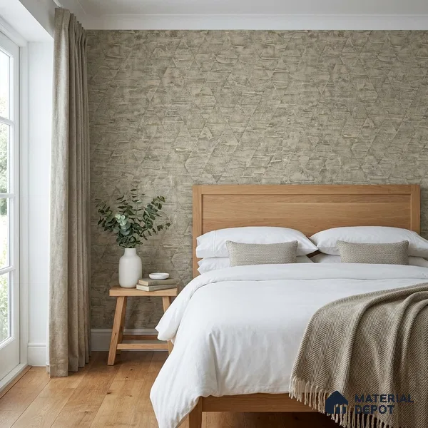 7519-6 | Olive Beige Triangle Facet Patterned Wallpaper - 9.5 Meter x 21 Inch, 55 Sq. Ft.