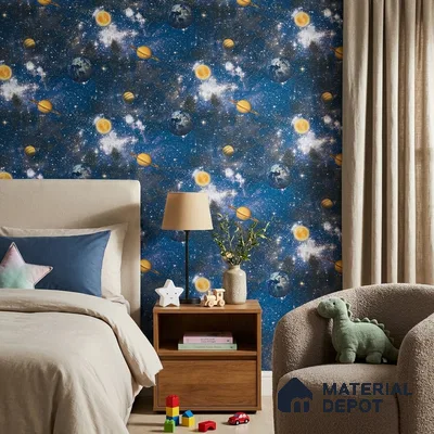 KD4015-2 | 10 Meter x 21 Inches Space Look Wallpaper - 57.41 Sq. Ft. | Minimum 15% wastage during installation