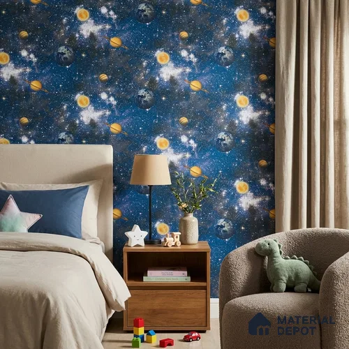 KD4015-2 | 10 Meter x 21 Inches Space Look Wallpaper - 57.41 Sq. Ft. | Minimum 15% wastage during installation