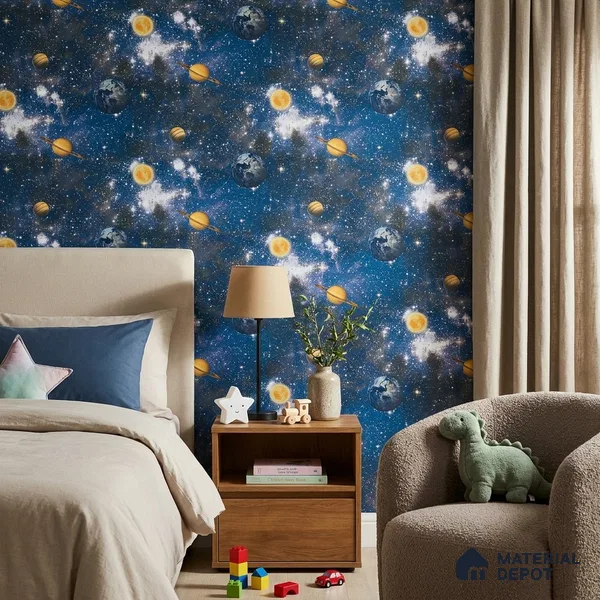 KD4015-2 | 10 Meter x 21 Inches Space Look Wallpaper - 57.41 Sq. Ft. | Minimum 15% wastage during installation
