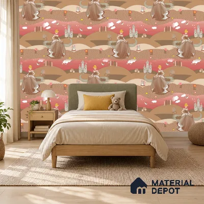 KD4040-4 | Dusty Rose Fairytale Princess Kids Look Wallpaper 10 Meter x 21 Inches - 57.41 Sq. Ft. | Minimum 15% wastage during installation