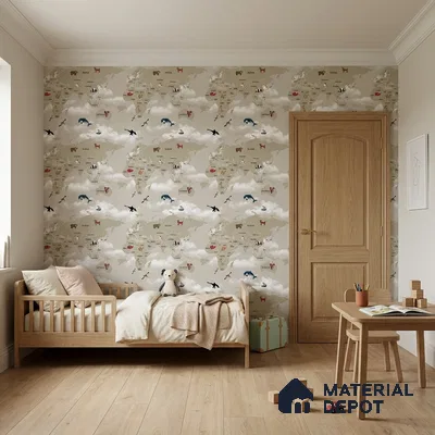 KD4070-2 | 10 Meter x 21 Inches Map Look Wallpaper - 57.41 Sq. Ft. | Minimum 15% wastage during installation