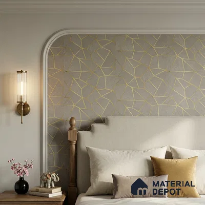 WK25-2539 | Olive Taupe Gold Shard Patterned Wallpaper - 10 Meter x 21 Inches, 57.41 Sq. Ft. (Min. 15% Wastage)