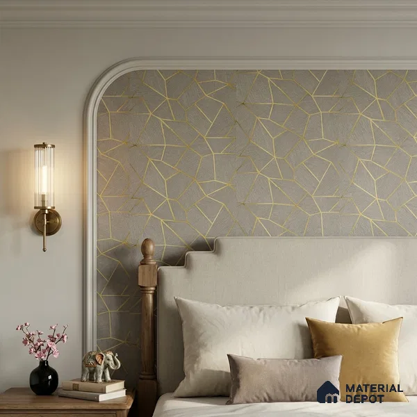 WK25-2539 | Olive Taupe Gold Shard Patterned Wallpaper - 10 Meter x 21 Inches, 57.41 Sq. Ft. (Min. 15% Wastage)