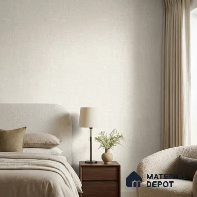88571-3 | Greige Linen Weave PVC Textured Wallpaper - 5 Meter x 42 Inch, 57 Sq. Ft. (Min. 15% Wastage)