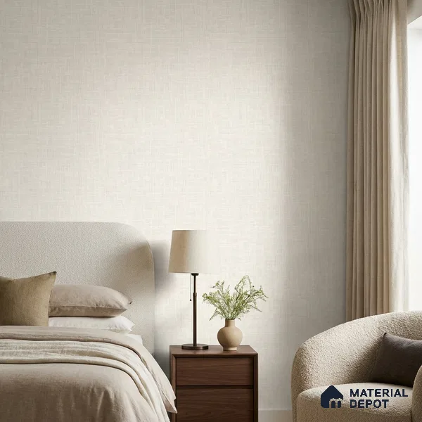 88571-3 | Greige Linen Weave PVC Textured Wallpaper - 5 Meter x 42 Inch, 57 Sq. Ft. (Min. 15% Wastage)