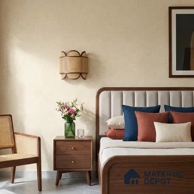 88569-3 | Cream Slub Linen PVC Textured Wallpaper - 5 Meter x 42 Inch, 57 Sq. Ft. (Min. 15% Wastage)