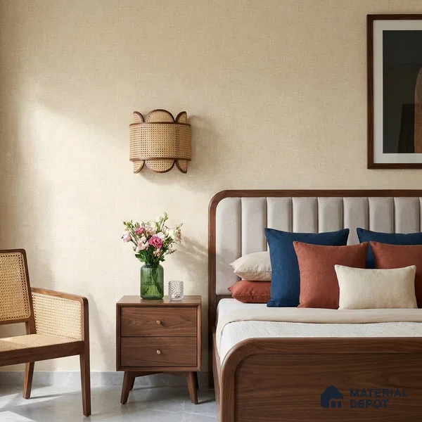 88569-3 | Cream Slub Linen PVC Textured Wallpaper - 5 Meter x 42 Inch, 57 Sq. Ft. (Min. 15% Wastage)