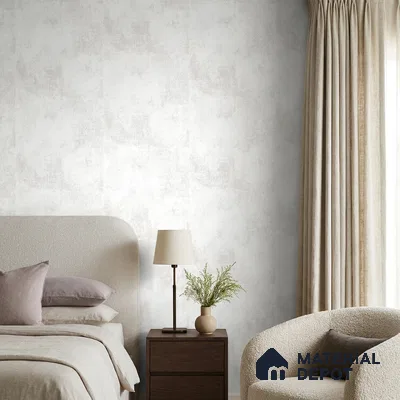 88580-1 | White Faded Plaster PVC Textured Wallpaper - 5 Meter x 42 Inch, 57 Sq. Ft. (Min. 15% Wastage)