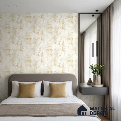 88580-2 | White Patina Plaster PVC Textured Wallpaper - 5 Meter x 42 Inch, 57 Sq. Ft. (Min. 15% Wastage)