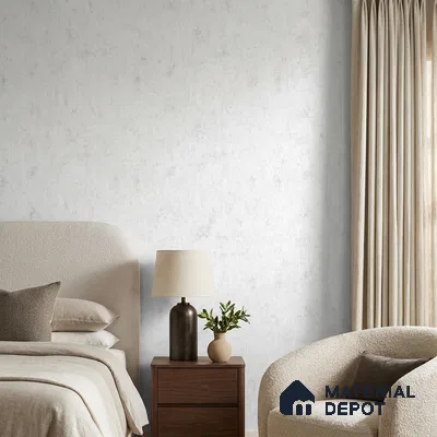 88586-1 | White Faded Plaster PVC Textured Wallpaper - 5 Meter x 42 Inch, 57 Sq. Ft. (Min. 15% Wastage)