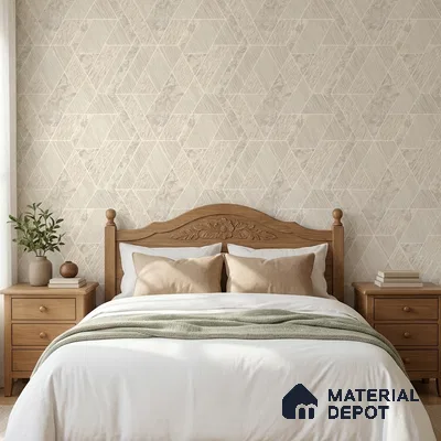 ST021004 | Cream Marble Diamond Facet PVC Geometric Wallpaper - 10.05 Meter x 20.86 Inches, 57.33 Sq. Ft. (Min. 15% Wastage)