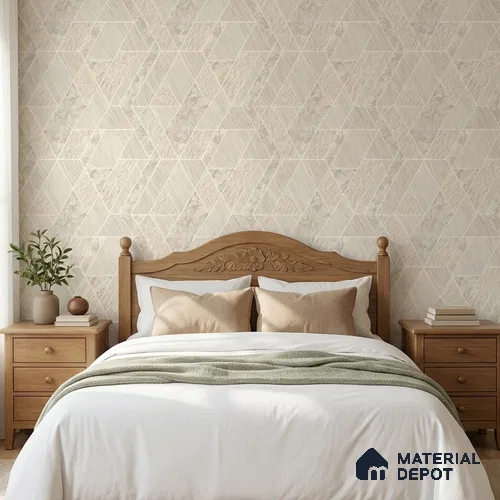 ST021004 | Cream Marble Diamond Facet PVC Geometric Wallpaper - 10.05 Meter x 20.86 Inches, 57.33 Sq. Ft. (Min. 15% Wastage)