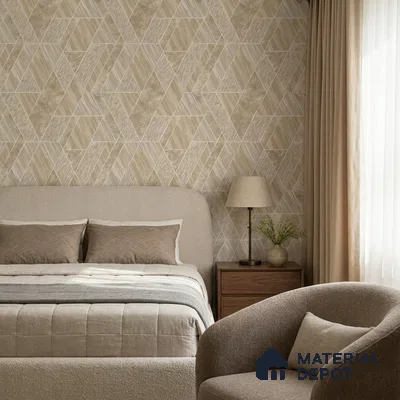 ST021005 | Beige Diamond Facet Panel PVC Geometric Wallpaper - 10.05 Meter x 20.86 Inches, 57.33 Sq. Ft. (Min. 15% Wastage)