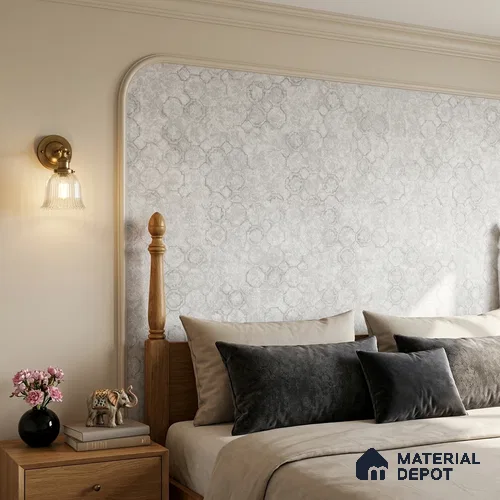 ST021028 | White Floral Medallion Scatter PVC Patterned Wallpaper - 10.05 Meter x 20.86 Inches, 57.33 Sq. Ft. (Min. 15% Wastage)