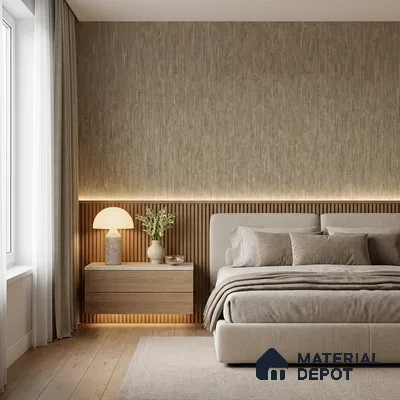 ST021034 | Taupe Dash Stripe PVC Patterned Wallpaper - 10.05 Meter x 20.86 Inches, 57.33 Sq. Ft. (Min. 15% Wastage)