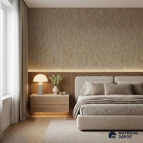 ST021034 | Taupe Dash Stripe PVC Patterned Wallpaper - 10.05 Meter x 20.86 Inches, 57.33 Sq. Ft. (Min. 15% Wastage)