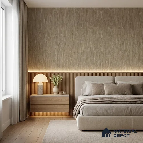 ST021034 | Taupe Dash Stripe PVC Patterned Wallpaper - 10.05 Meter x 20.86 Inches, 57.33 Sq. Ft. (Min. 15% Wastage)