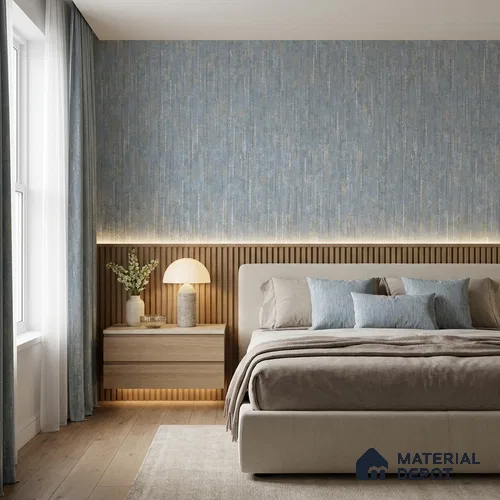 ST021048 | Pale Blue Dash Stripe PVC Patterned Wallpaper - 10.05 Meter x 20.86 Inches, 57.33 Sq. Ft. (Min. 15% Wastage)