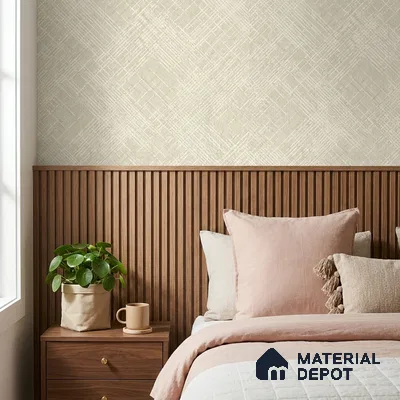 ST021041 | Pale Beige Crosshatch Diamond PVC Patterned Wallpaper - 10.05 Meter x 20.86 Inches, 57.33 Sq. Ft. (Min. 15% Wastage)