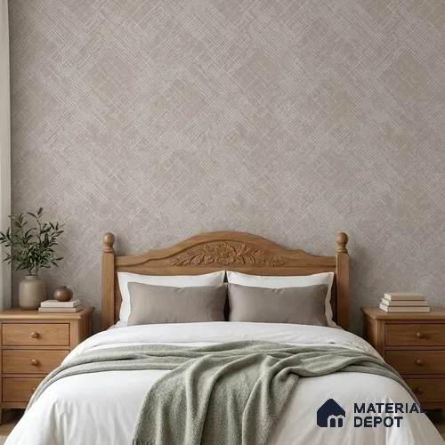 ST021049 | Pale Mauve Crosshatch Diamond PVC Patterned Wallpaper - 10.05 Meter x 20.86 Inches, 57.33 Sq. Ft. (Min. 15% Wastage)