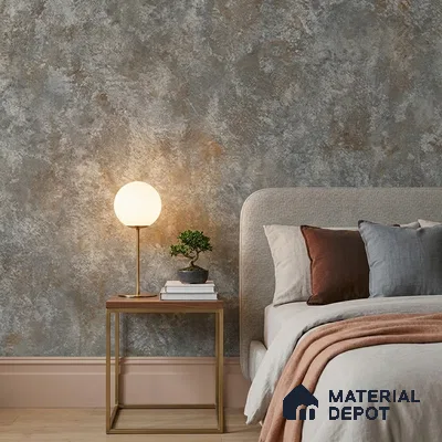 ST021043 | Grey Rust Mottled Stone PVC Patterned Wallpaper - 10.05 Meter x 20.86 Inches, 57.33 Sq. Ft. (Min. 15% Wastage)