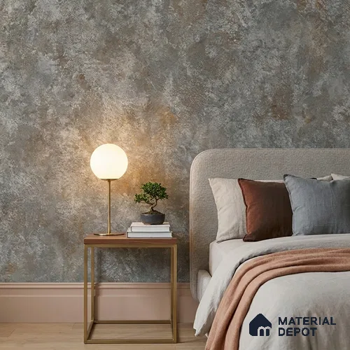 ST021043 | Grey Rust Mottled Stone PVC Patterned Wallpaper - 10.05 Meter x 20.86 Inches, 57.33 Sq. Ft. (Min. 15% Wastage)