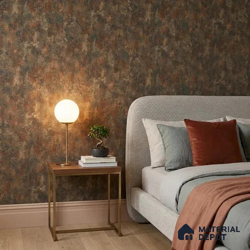 ST021053 | Rust Mottled Stone PVC Patterned Wallpaper - 10.05 Meter x 20.86 Inches, 57.33 Sq. Ft. (Min. 15% Wastage)
