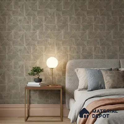 ST021063 | Taupe Parquet Wood PVC Geometric Wallpaper - 10.05 Meter x 20.86 Inches, 57.33 Sq. Ft. (Min. 15% Wastage)