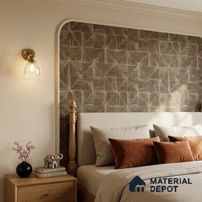 ST021066 | Brown Parquet Wood PVC Geometric Wallpaper - 10.05 Meter x 20.86 Inches, 57.33 Sq. Ft. (Min. 15% Wastage)