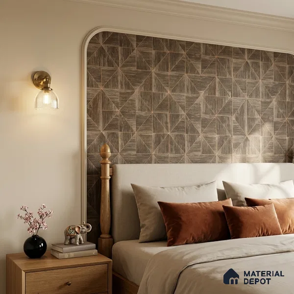 ST021066 | Brown Parquet Wood PVC Geometric Wallpaper - 10.05 Meter x 20.86 Inches, 57.33 Sq. Ft. (Min. 15% Wastage)