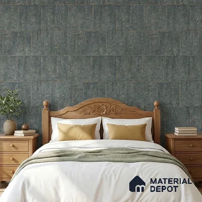 ST021060 | Teal Stone Brick Block PVC Patterned Wallpaper - 10.05 Meter x 20.86 Inches, 57.33 Sq. Ft. (Min. 15% Wastage)